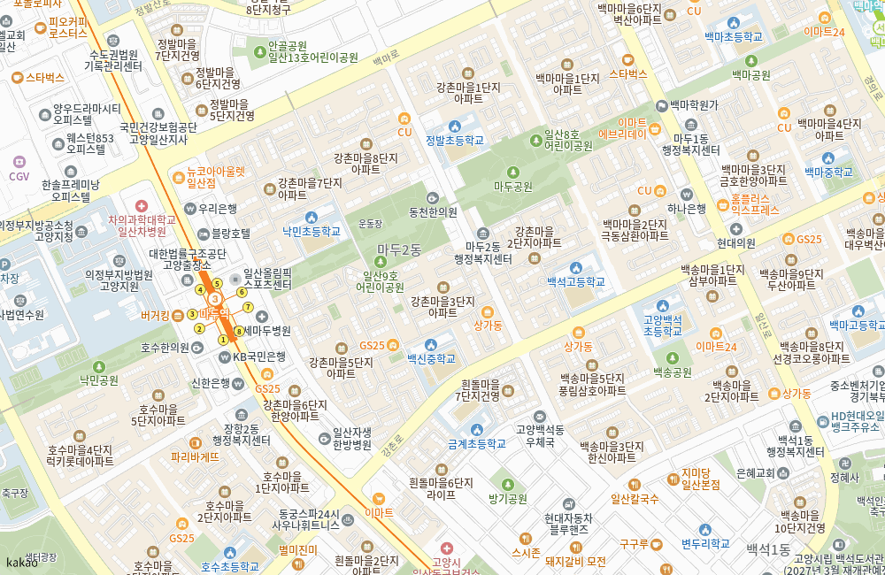 일산 강촌마을 3·5·7·8단지 통합재건축 위치 지도