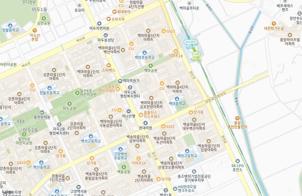 백마마을 3·4·5·6단지 통합재건축 위치 지도
