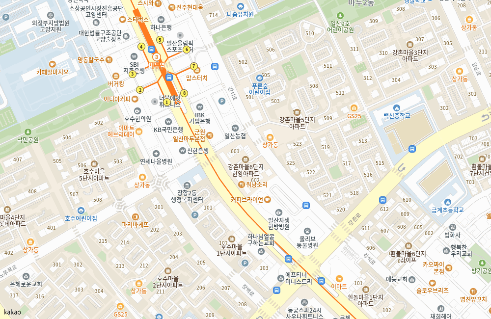 마두 강촌마을6단지 한양 위치 지도