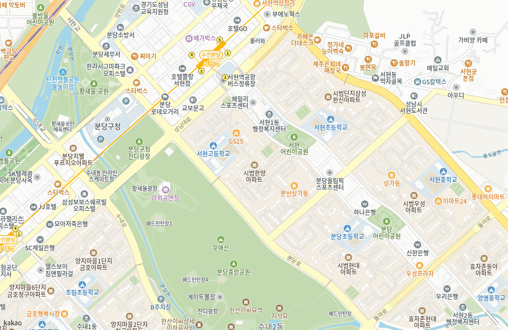 분당 22구역 시범단지1(시범한양·시범삼성한신) 위치 지도